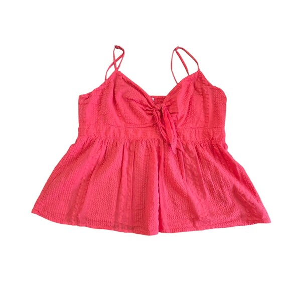Loft Womens Medium Coral Red Tie Front V Neck Cami Tank Top Blouse Flowy Swing - Picture 8 of 9